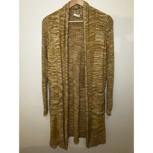 Anthropologie Yellow Marled Knit‎ Abigail Duster Sweater With Pockets Size XS